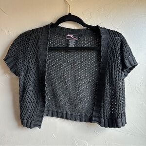 Rampage Y2K Faded Black Sparkle‎ Open Knit Shrug Goth Whimsigoth Sz S Formal